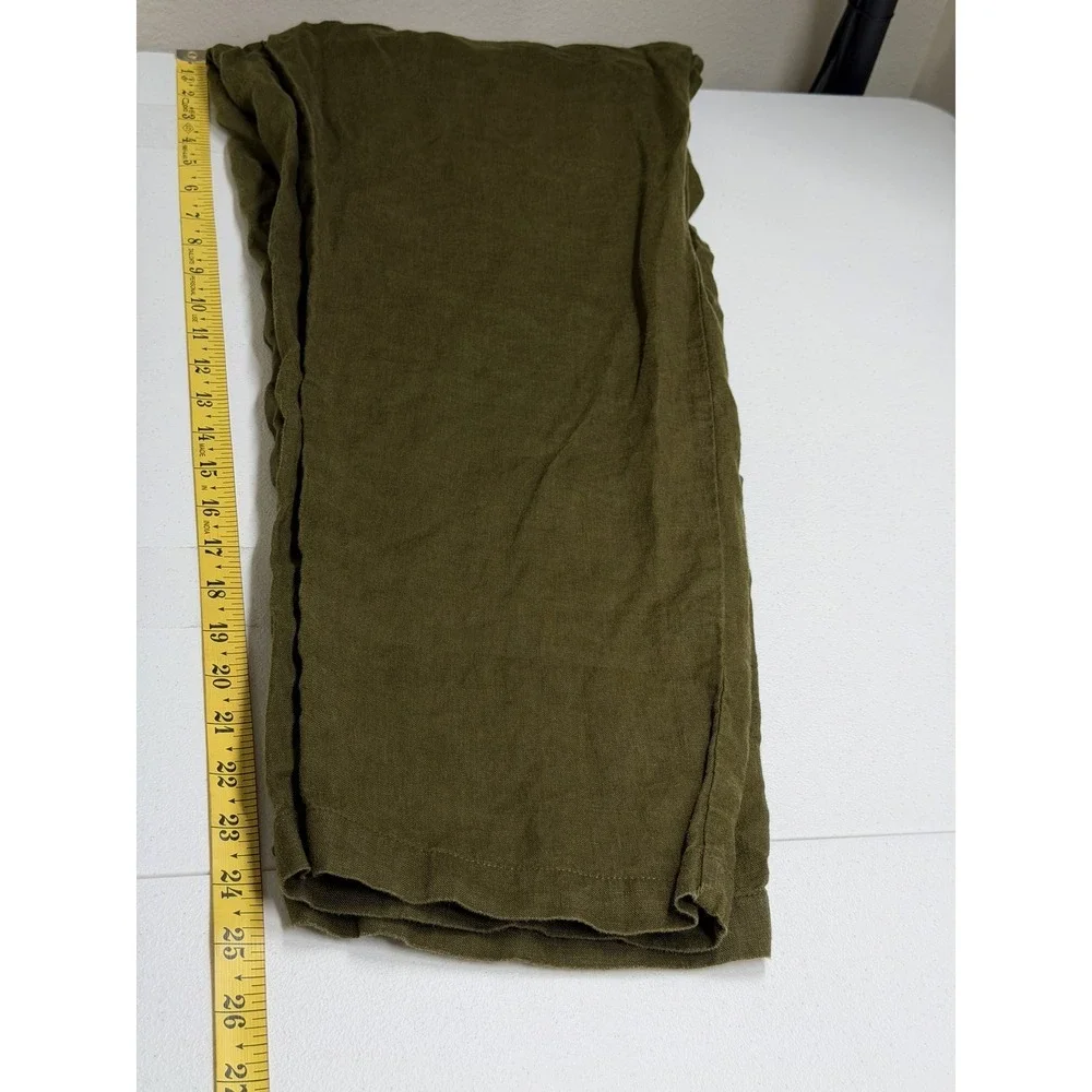 Quince Pants Womens Large Martini Olive Green‎ Cropped European Linen Casual